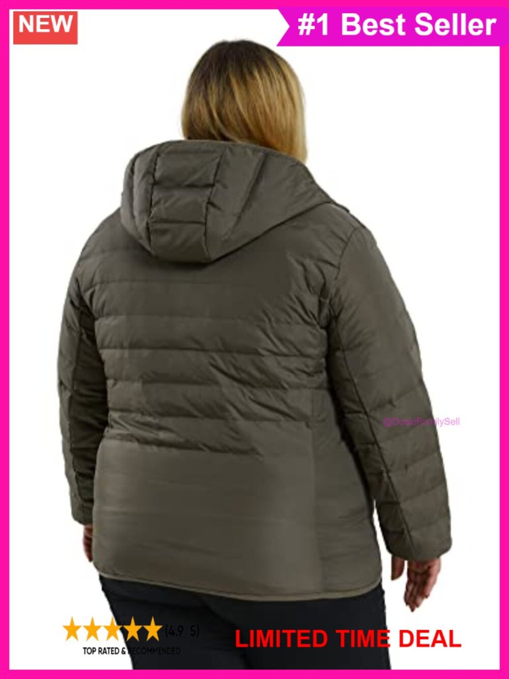 Plus Size Packable Lightweight Down Coat Detachable Hood Winter